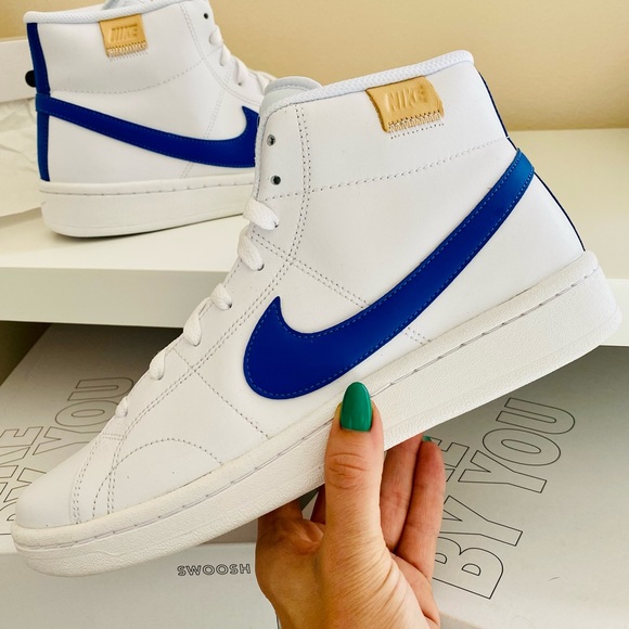 New Nike court royale 2 white mid top sneakers shoes blue swoosh - Picture 3 of 8